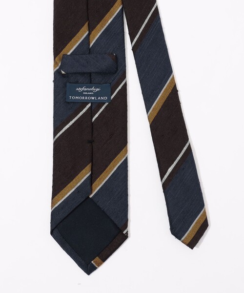 【新品】stefano bigi／レジメンタル／ネップタイ／シャンタン／ブラウン STEFANO BIGI シルクシャンタン レジメンタルネクタイ 【公式通販】