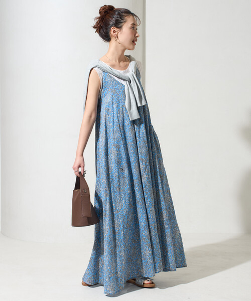 I S issey miyake 水色　貝殻柄　キャミワンピース　Mサイズ FREAK'S STORE（フリークスストア） ワンピース 限定展開 インド