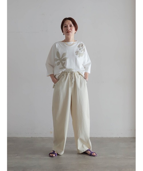 FIL DE FER（フィルデフェール） tシャツ ボタニカルパッチワーク 