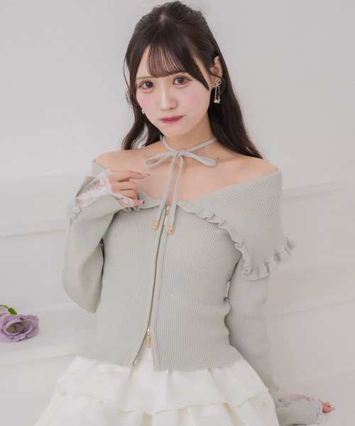 クチュールバイロジータ ニット セーター ビッグ衿ニットトップス