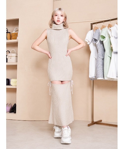 Darich ノースリーブ ニットワンピース グレー Darich（ダーリッチ） ニットワンピース - グレー レディース