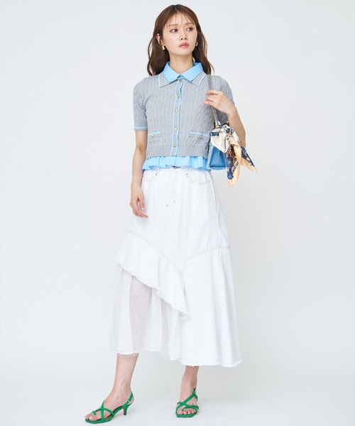 AND COUTURE（アンドクチュール） デニムスカート チュール切替デニム