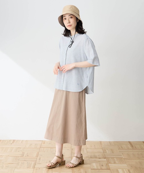 DECOY SINCE 1981 ブラウス シャツ 半袖 高島ちぢみバンドカラー