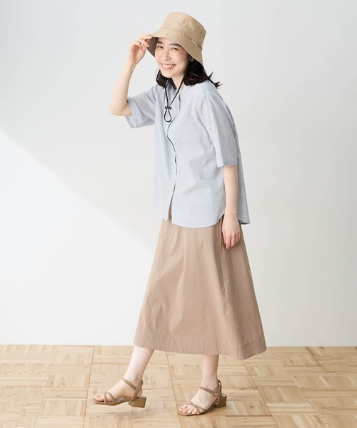 DECOY SINCE 1981 ブラウス シャツ 半袖 高島ちぢみバンドカラー DECOY SINCE 1981 ブラウス シャツ 半袖 高島ちぢみバンドカラー