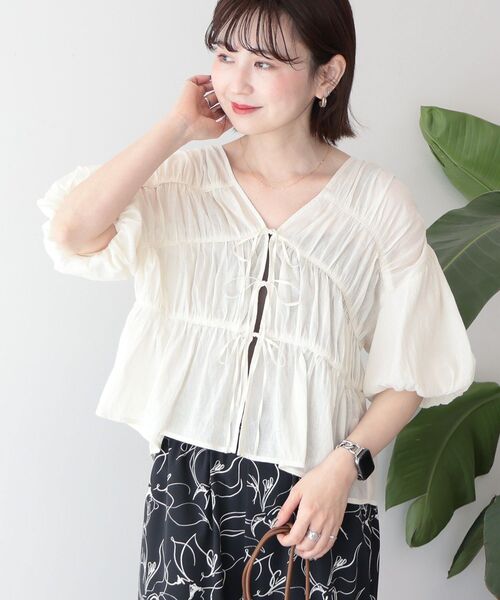 「AMERICAN HOLIC」 半袖ブラウス M ブラック レディース_画像2