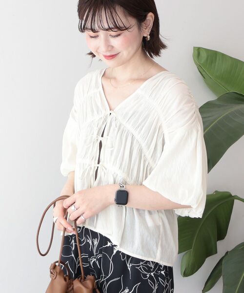 「AMERICAN HOLIC」 半袖ブラウス M ブラック レディース_画像3