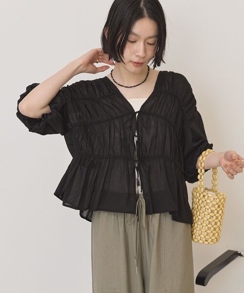 「AMERICAN HOLIC」 半袖ブラウス M ブラック レディース_画像9