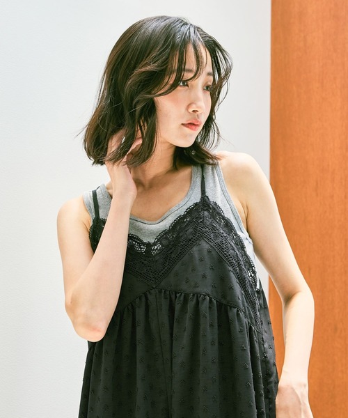 新品♡ニコアンド ドットレースロンパース niko and…（ニコアンド） サロペット オーバーオール ドットレース