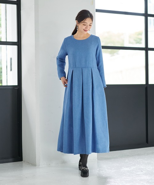 STYLE DELI（スタイルデリ） ワンピース 凹凸織り生地タックワンピース