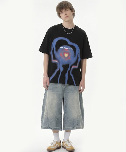 tシャツ 「HOOK」個性派抽象画プリント半袖ビッグTシャツ (SS) メンズ
