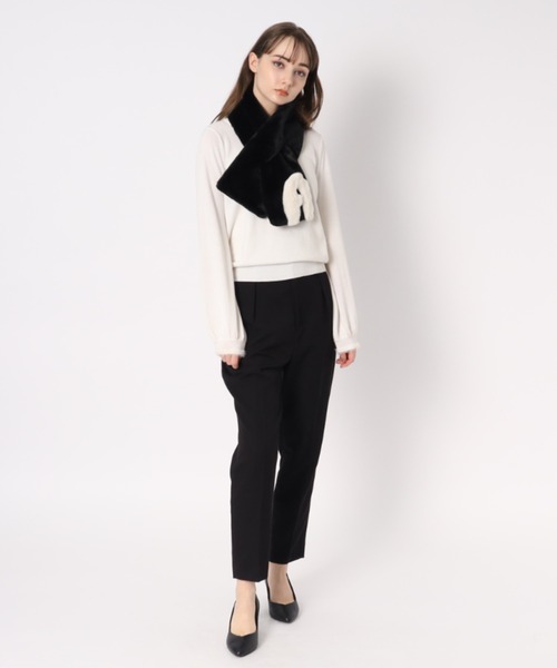 ファー付き黒い三角形マフラー マフラー ファー マルチカラー | Fendi
