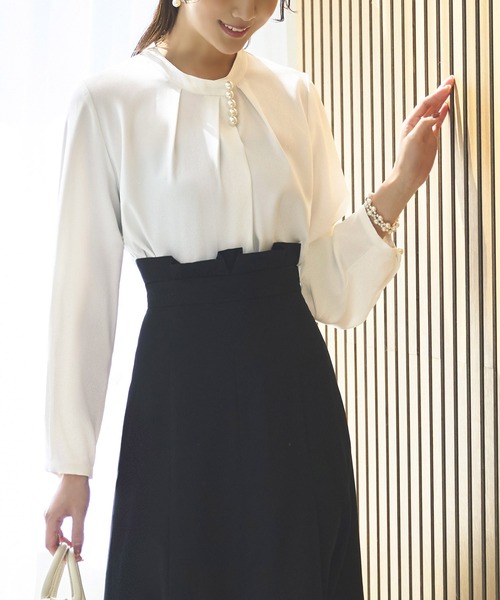 RUIRUE BOUTIQUE ブラウス シャツ ストレッチ ｜ アシンメトリー