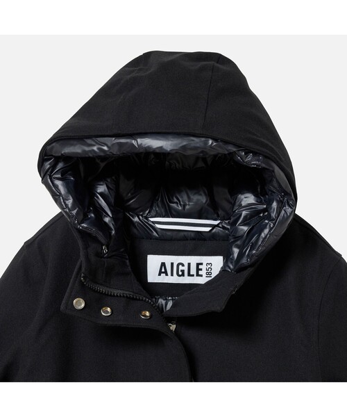 AIGLE エーグル ダウンコート ファー フード ブラック M 3way