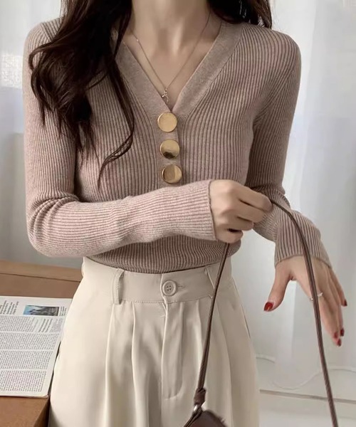 MAISON DE THERESE ニット セーター Vネックニットトップス レディース