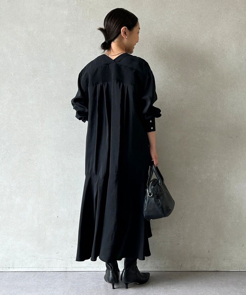 BEARDSLEY ワンピース カラーレスシャツワンピース : ZOZOTOWN