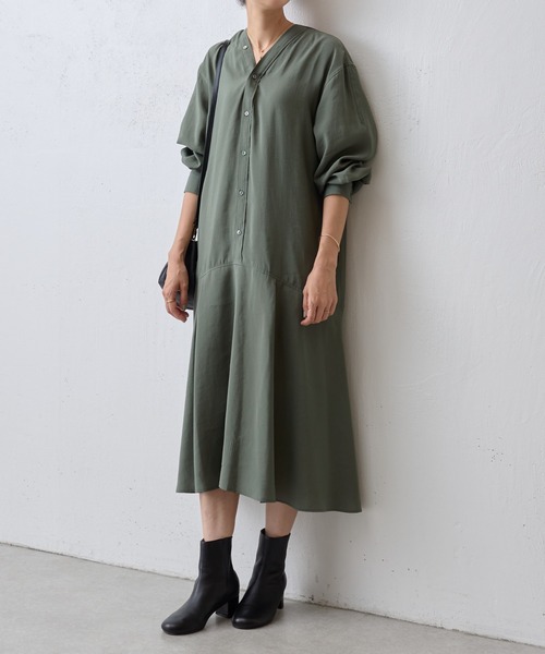 ビアズリー ニットドッキングレイヤードシャツワンピース　美品　グレー BEARDSLEY（ビアズリー）の「ニットドッキングレイヤードシャツ