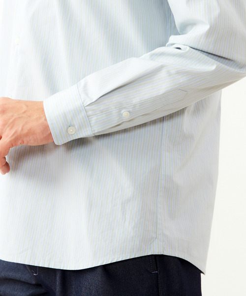 MEN'S MELROSE シャツ クラシックストライプバンドカラーシャツ メンズ