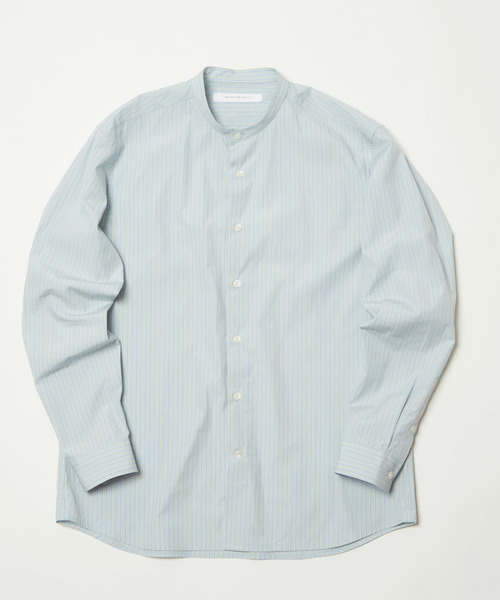 MHL. バンドカラーシャツ ストライプ オーバーサイズ メンズL MEN'S MELROSE シャツ クラシックストライプバンドカラーシャツ メンズ