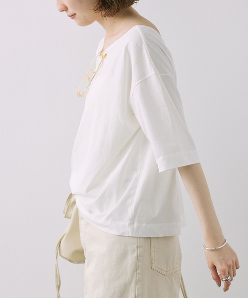 BABYLONE バックオープン　ホワイト　Tシャツ BABYLONE tシャツ 天竺バックオープンTシャツ レディース
