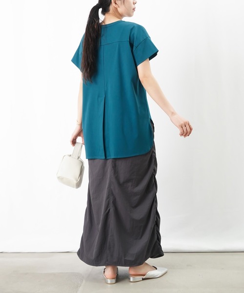 tシャツ LC/LLL 「新色追加」シルケットスリットカットソー / バックスリットシンプルTシャツ レディース LC/LLL 【新色追加】シルケットスリットカットソー / バック