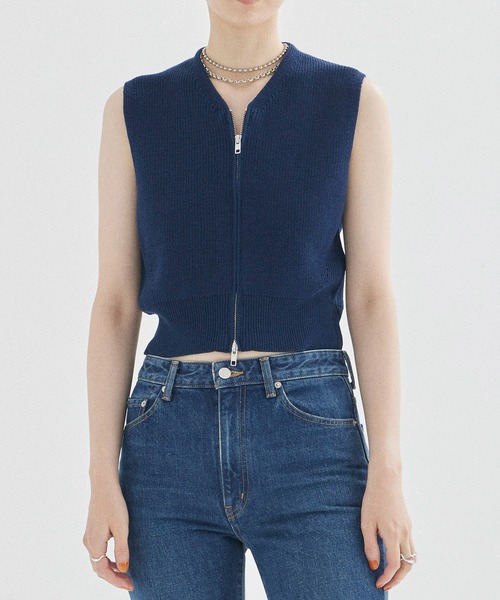 CLANE ベスト 「CLANE/クラネ」ZIP COMPACT KNIT VEST/ジップ