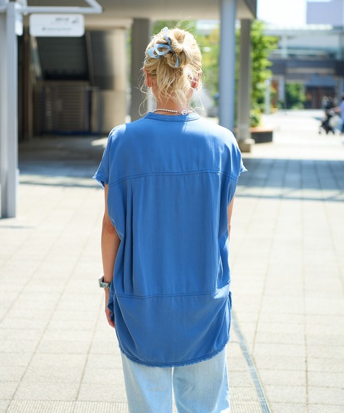 CHIGNON ブラウス シャツ ウォッシュフレンチスリーブシャツ
