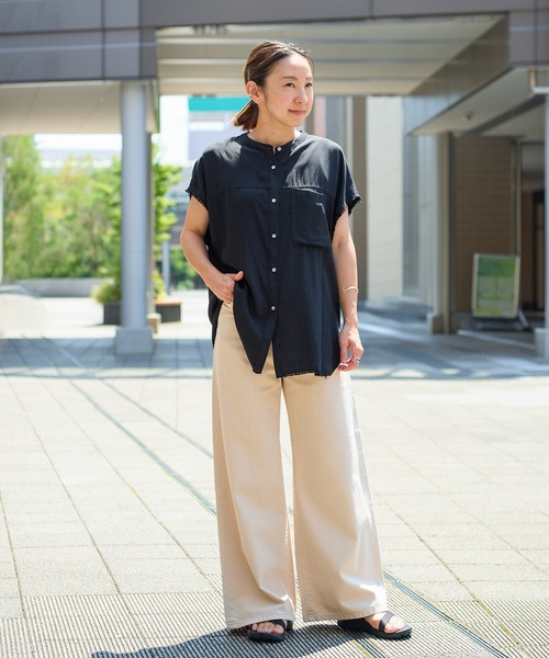 ブラウス シャツ CHIGNON ウォッシュフレンチスリーブシャツ 1643-543BT レディース CHIGNON ブラウス シャツ ウォッシュフレンチスリーブシャツ