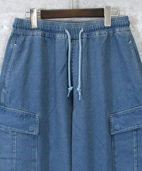 ワイドパンツ カーゴパンツ vintage like loose fit denim cargo pants