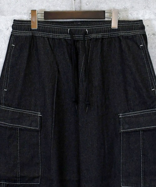 ワイドパンツ カーゴパンツ vintage like loose fit denim cargo pants