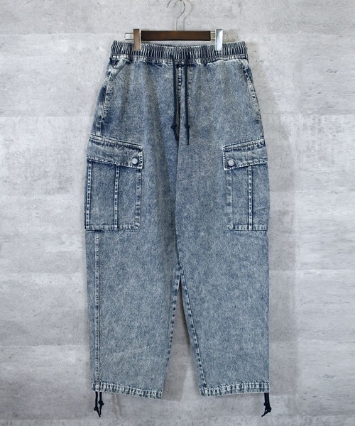 ワイドパンツ カーゴパンツ vintage like loose fit denim cargo pants