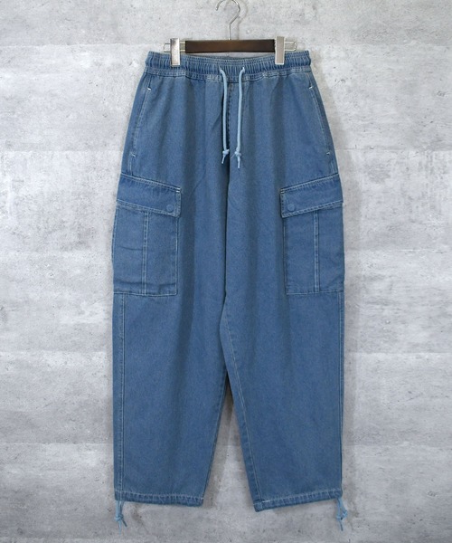 ワイドパンツ カーゴパンツ vintage like loose fit denim cargo pants