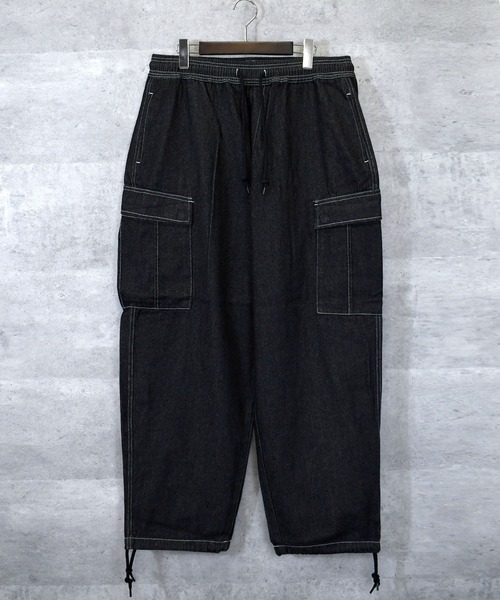 ワイドパンツ カーゴパンツ vintage like loose fit denim cargo pants