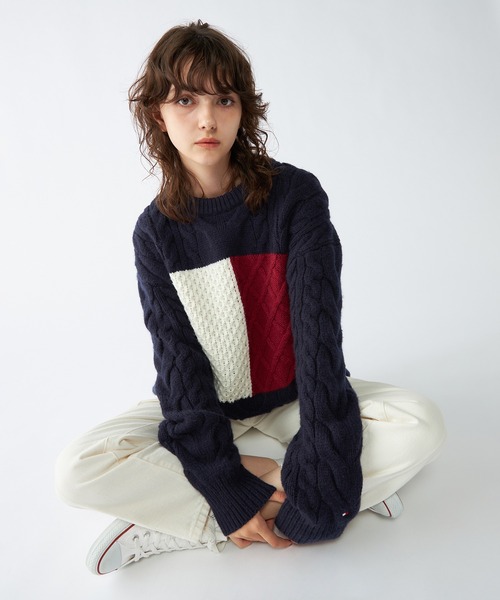TOMMY HILFIGER セーター ニット ケーブルフラッグセーター