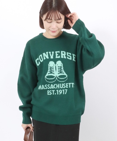 14300円★ニューバランス ロゴジャガード編地切替長袖セーター★4 CONVERSE ニット セーター CONVERSE（コンバース）ブランドロゴ