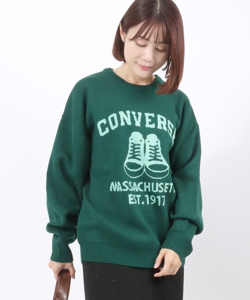 ニット セーター ロゴジャガードニットオーバーサイズプルオーバー レディース CONVERSE ニット セーター CONVERSE（コンバース）ブランドロゴ