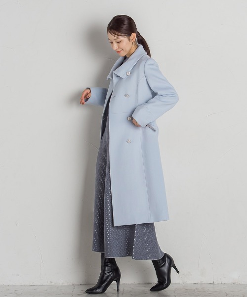 レディース 100％ウール地のダブルフェイスのダッフルコート ウール