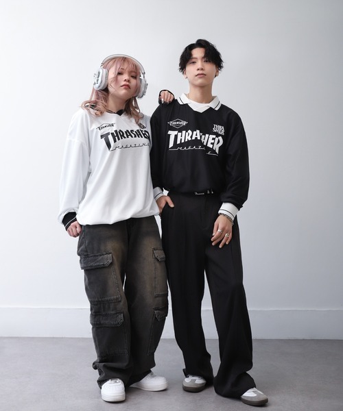 THRASHER（スラッシャー） tシャツ 襟付き ゲームシャツ ロング