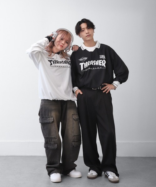 THRASHER（スラッシャー） tシャツ 襟付き ゲームシャツ ロング