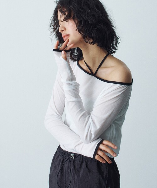 tシャツ bicolor neck design tops レディース