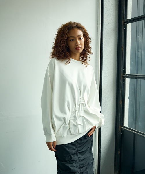 VERSEAU（ヴェルソー） トレーナー スウェット スモッキングオーバー