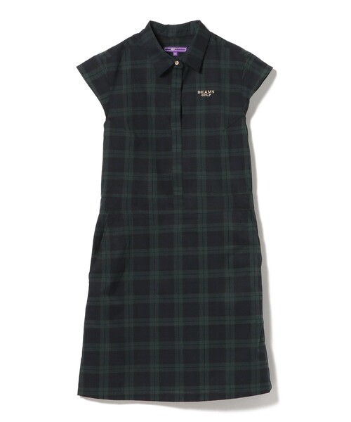 サイズ：S BEAMS GOLF ビームスゴルフ PURPLE LABEL 半袖パーカーワンピース ストライプ ネイビー系 [240001218336] ゴルフウェア レディース ストスト BEAMS GOLF ビームスゴルフ PURPLE LABEL 半袖パーカー