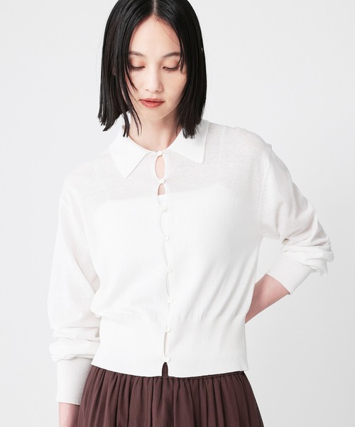 Babylone ショートポロニットカーディガン BABYLONE カーディガン ショートポロニットカーディガン