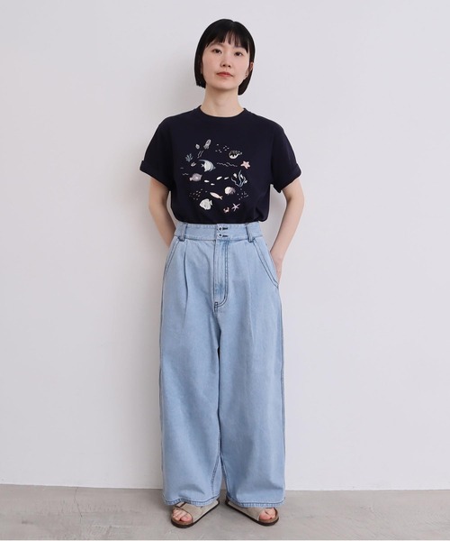 l'atelier du savon tシャツ 集まる海のさかな 刺繍Tシャツ