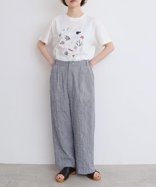 l'atelier du savon tシャツ 集まる海のさかな 刺繍Tシャツ
