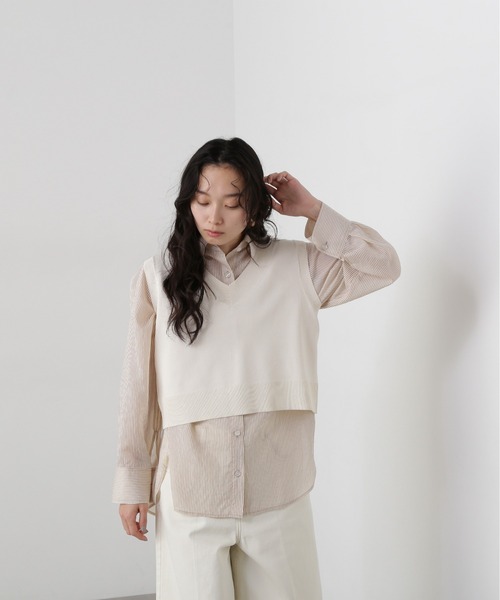 N.Natural Beauty Basic ベスト ジレ Vネックショートベスト
