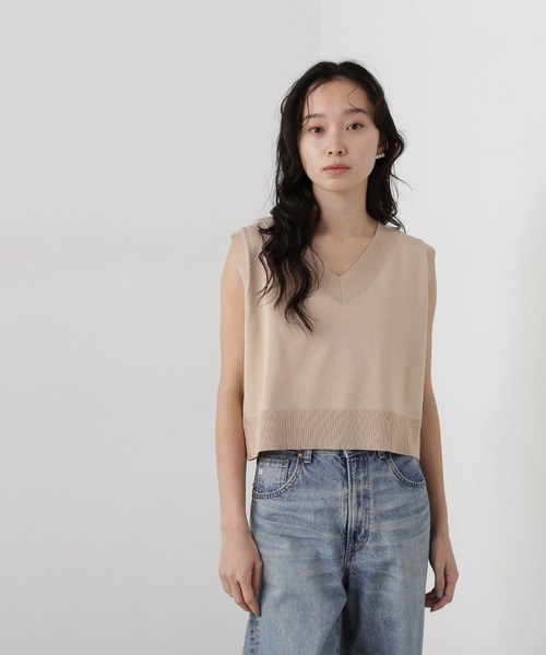 ベスト ジレ Vネックニットショートベスト レディース N.Natural Beauty Basic ベスト ジレ Vネックショートベスト