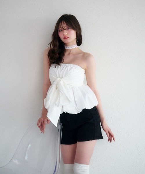ブラウス シャツ peplum balloon sleeveless blouse レディース SUWDEE ブラウス シャツ peplum balloon sleeveless blouse