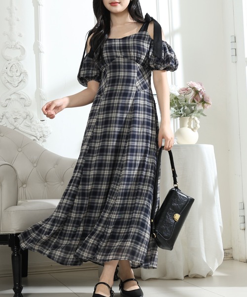 ◆Kenneth Lady タータンチェックシースルーワンピース ◇Kenneth Lady タータンチェックシースルーワンピース
