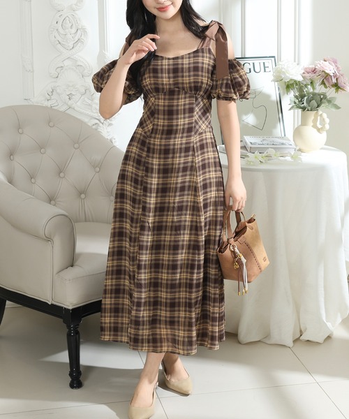 ◆Kenneth Lady タータンチェックシースルーワンピース ◇Kenneth Lady タータンチェックシースルーワンピース