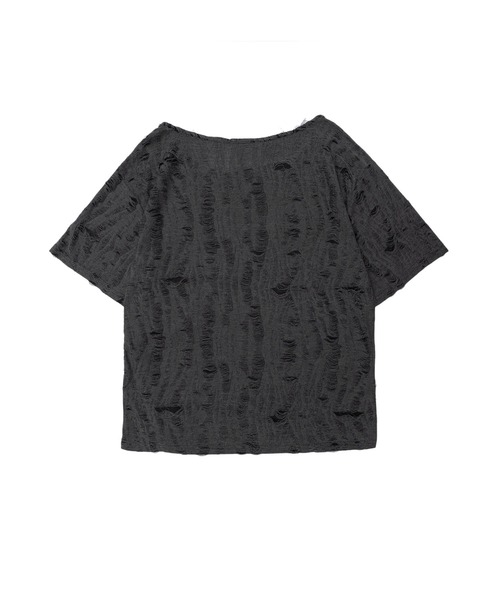 ビアズリー　Tシャツ バックプリントスカーフ柄　 黒 追加】スカーフ柄ビスチェ付き風Tシャツ（5-0273-2-03-002